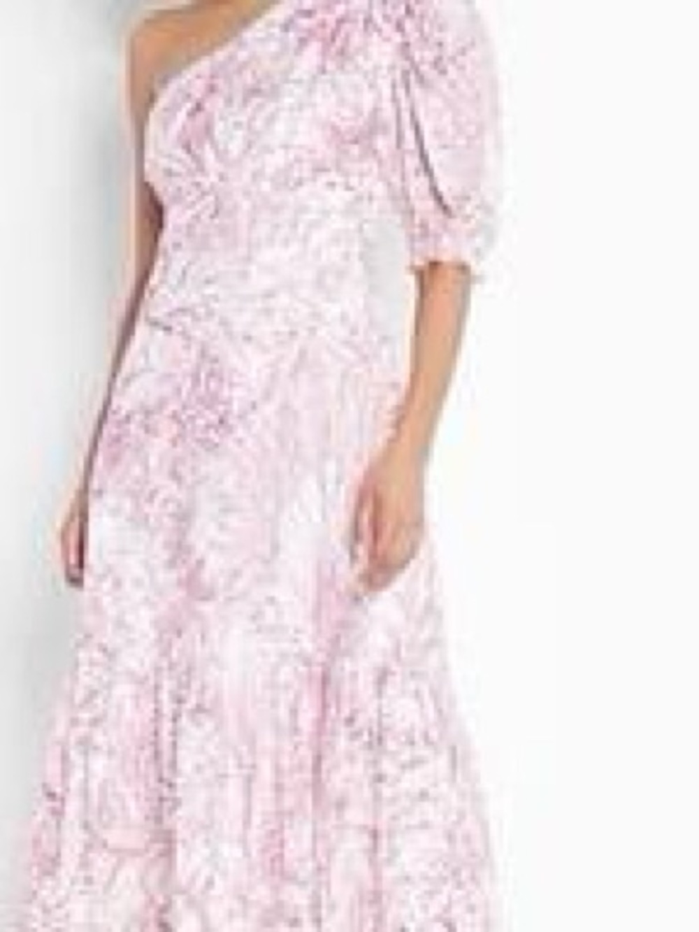 NWT Express Pink Floral One Shoulder Maxi Dress Puff Sleeve